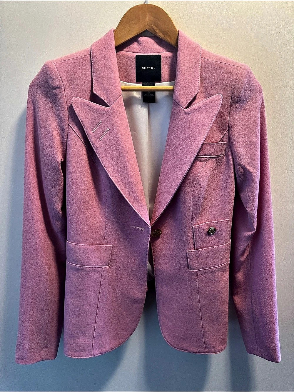 Smythe Classic Duchess Blazer Wool Blazer Pink Size 2